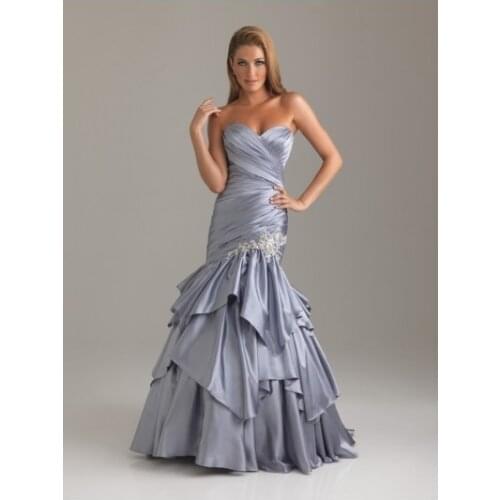 Free shipping 2018 robe de soiree hot sweetheart silvery satin Mermaid prom Gown Fishtail custom size/color bridesmaid dresses