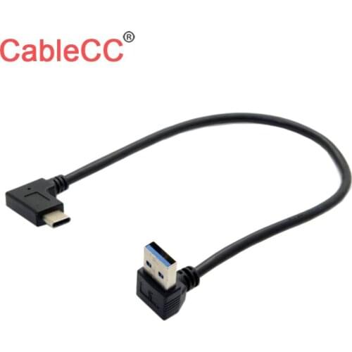 Zihan Reversible Type C USB-C USB 3.1 Angled to 90 Degree Up Angled A Male Data Cable 30cm for Laptop & Tablet & Mobile Phone