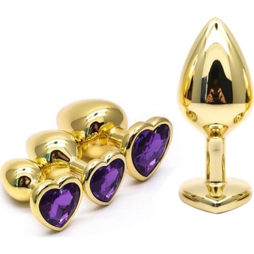 Golden small medium large 3 sizes a set heart thread Metal Anal beads butt plug 12 jewelry BDSM Sex toy for male female