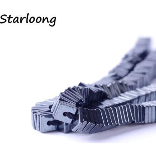 1pack/lot 1.4/2/3/4/4.4mm Natural stone bright square loose spacer hematite beads for DIY jewelry bracelet necklace making