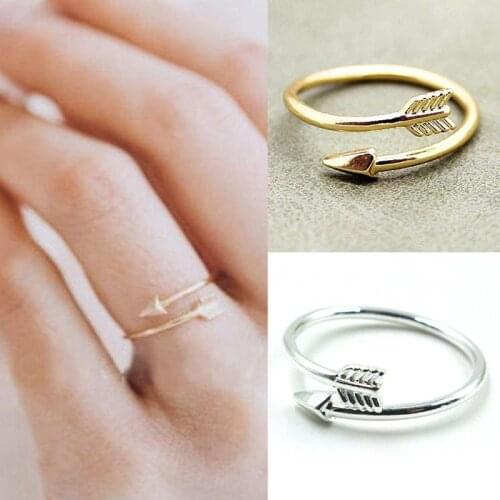 2021 New Women Jewelry Punk Adjustable Real Gold Plated Ring Gold-color Ring Vintage Arrow Wrap Rings Decoration Gift