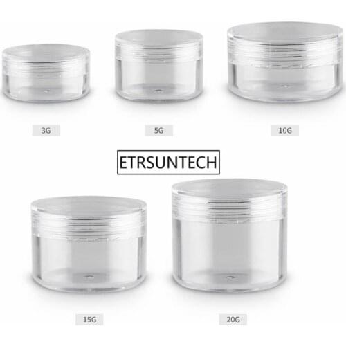 3g 5g 10g 15g 20g Daily use Cosmetic Refill Tools Plastic PS Clear Eye Cream Jars for Cosmetics Eyeshadow Containers F2097
