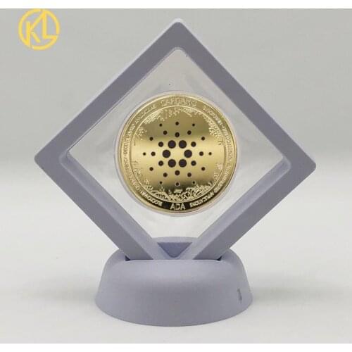 36 Types Dogecoin Gold Ada Cardano Crypto BTC Monero Litecoin EOS ETH Silver Coin with White Display Stand for Art Collection