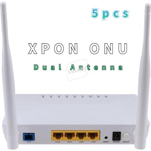 5pcs XPON ONT 4 port ONU wireless GPON or EPON dual antenna 1.25g/2.5g 1ge 3Fe 1fxs WiFi xpon fiber optic terminal equipment
