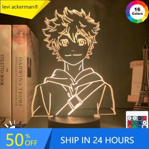 Acrylic Led Night Light Anime Haikyuu Shoyo Hinata Figure for Kids Bedroom Decor Nightlight Cool Manga Gadget Child Table Lamp