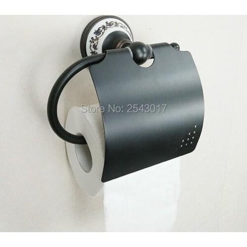 Antique Black Copper Brass Paper Holder Bathroom Hardware Wall Mounted Porcelain Waterproof toilet roll tissue holder ZR2321