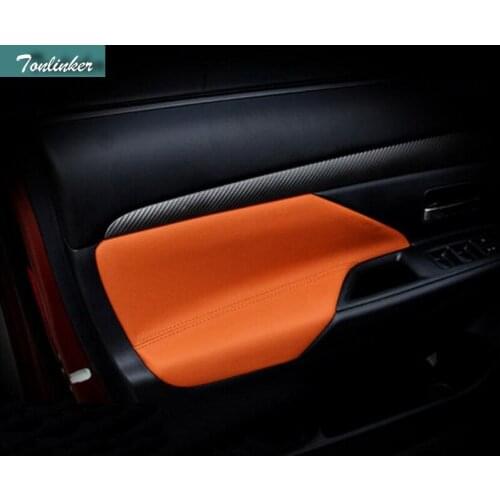 Tonlinker 2 Pcs DIY Car Styling PU Leather car Door armrest skin Cover Case stickers for Mitsubishi Outlander 2013-16