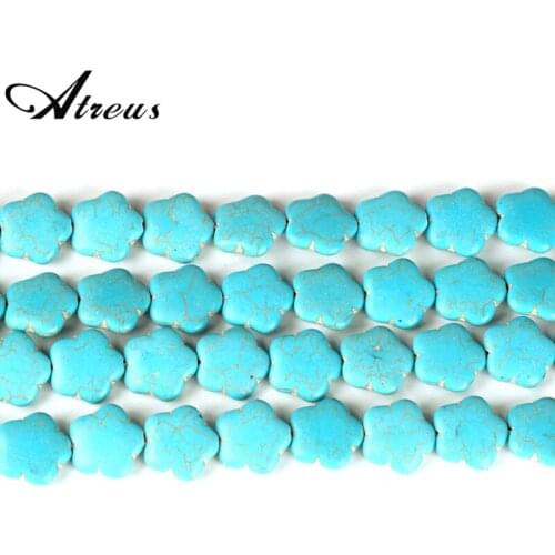 Atreus 16x16mm Flower Charms Turquoises Beads Natural Stone Loose Spacer Bead Seed Beads For DIY Jewelry Making