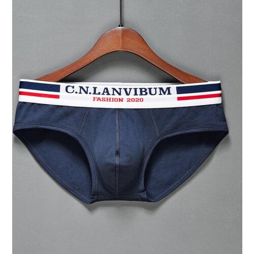 Sexy Briefs Man Solid Color Cotton Underpants Soft Breathable Comfortable Underwear U Convex Pouch Mens Underwear