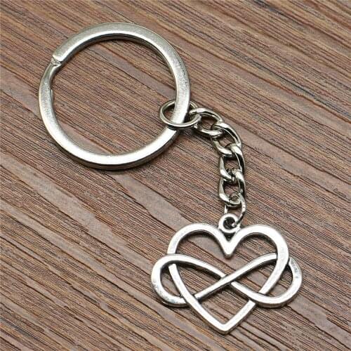 1 Piece Keyring Infinity Love Heart Keychain 27x22mm Silver Plated New Handmade Metal KeyChain Souvenir Gifts For Women B13990