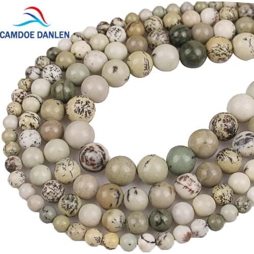 Natural Stone Beads Natural Moss Jaspers Turquoises Round Loose Beads 6 8 10 12mm For Bracelet Necklace Jewelry Making