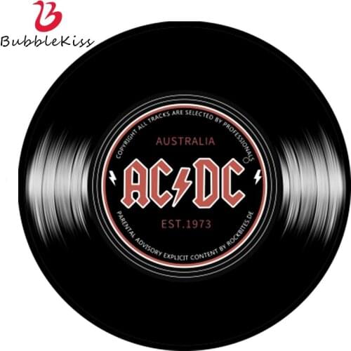 Bubble Kiss Modern Simple Style Round Carpet Black Record Design Living Room Carpet Kids Room Bedside Decorative Carpet Non-Slip