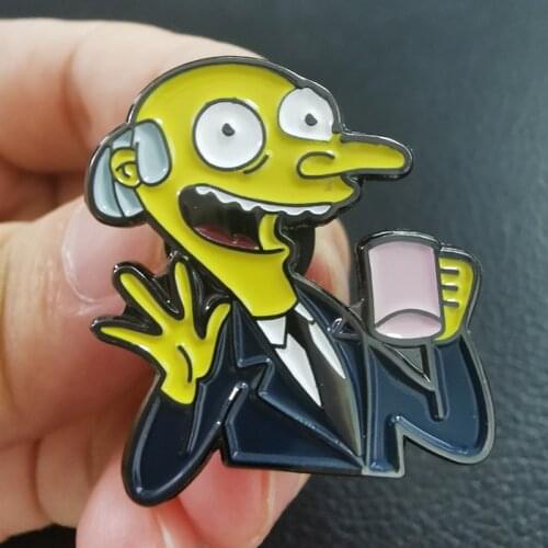 Mr Burns Coffee Time Enamel Pin cartoon character Meme Brooch America popular culture Pins 90s gift jewelry