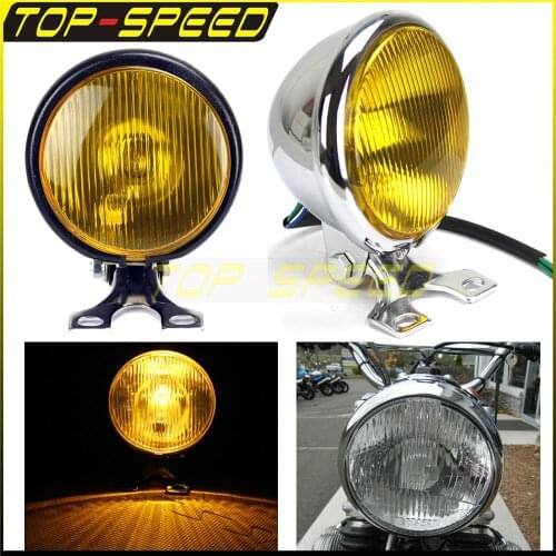 Motorcycle 2V/35W Retro Headlight High/Low Amber Beam For Harley Yamaha Suzuki Kawasaki Honda Choppers Touring Custom Bikes