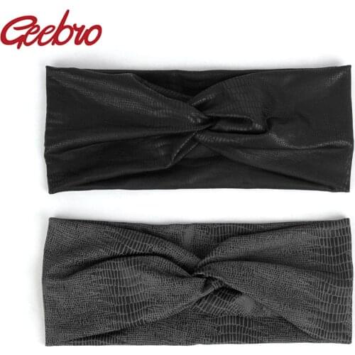 Geebro Womens Summer Wide Dark Color Fashion Headband Cross Knotted Bow Headbands for Girls Spa Head wrap Spa Hair Accessory