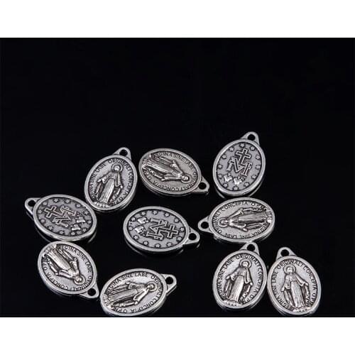 Catholic oval Virgin Mary medal charm necklace fashion craft jewelry bracelet accessory making