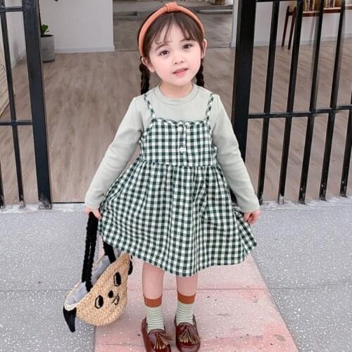 Girls Clothes Set Autumn Toddler Girls Long Sleeve T-Shirt Princess Sweet Suspender Skirt Children Cartoon Print Sweet Dresses