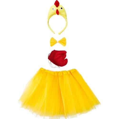 Animal Costume for Kid Adult Chicken Duck Cock Cosplay Headband Tutu Skirt Tie Tail Girl Women Halloween Carnival Costume