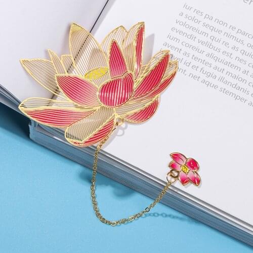 Metal Bookmark Chinese Style Vintage Creative Lotus Flower Rose Leaf Vein Hollow Pendant Apricot Leaf Bookmark Gifts