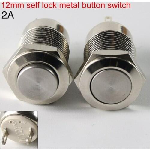 12mm metal button switch self-locking switch a normally open shell nickel-plated copper current 2A
