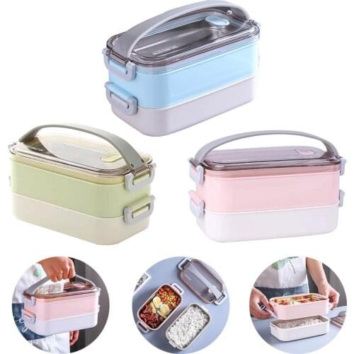 Microwave Lunch Box 304 Stainless Steel 2-tier Lunch Box Dinnerware Food Storage Container For School Office Portable Bento Box