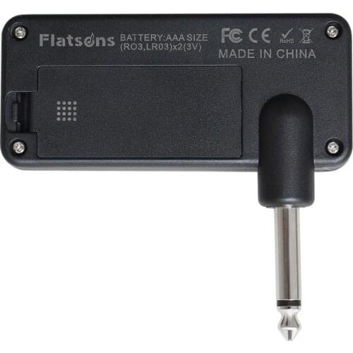 Mini Headphone Guitar Amplifier 6.35mm Plug 3.5mm Headphone Jack AUX Input Plug-In Universal for Electric Guitar Ukulele Black