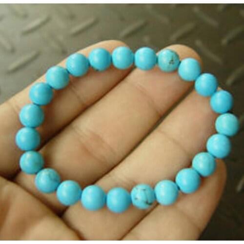 Fashion jewelry Natural Blue Howlite Turquoise Gemstone 8mm Bead Beads Bangle Bracelet AAA