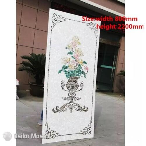 Customized handmade mosaic art mother of pearl mosaic tile art murals for interior house decoration flower and bird pattern