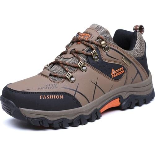 Brand New Spring Autumn Men Work Casual Shoes Men Outdoors Leather Round Toe Sneakers Men Climbing Hiking Shoes Big