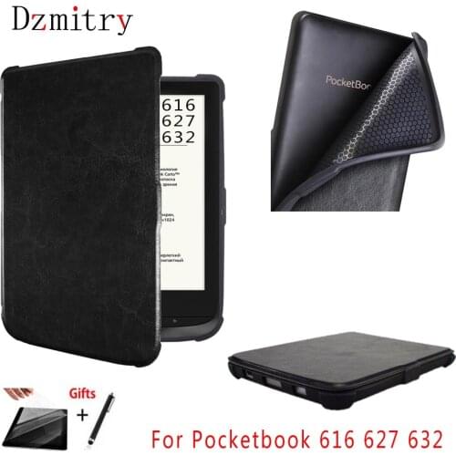 For PocketBook Touch Lux 4 & Touch HD 3 Soft Tpu ebook Cover PB 616 627 632 eReader Auto Wake/Sleep Protective cases+Film+pen