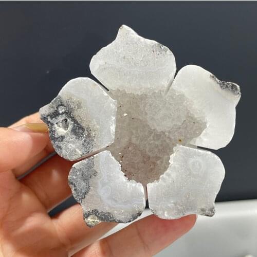 Natural Lotus-Shaped Agate Geode Mineral Specimen For Home Decoration