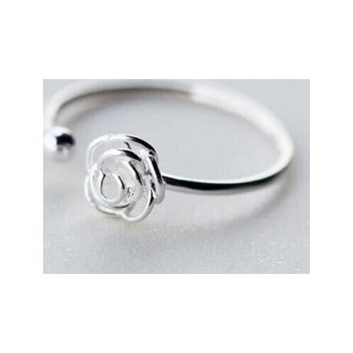 New Fashion Popular Sweet Rose 925 Sterling Silver Not Allergic Temperament Flower Simple Women Opening Rings SR574