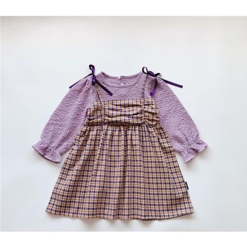 Jargazol Autumn Kids Clothes Cute Kids Dresses for Girls Plaid Long Sleeve Princess Dress Vestidos Little Girl Costume