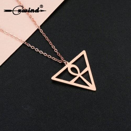 Cxwind Stainless Steel Amulet Necklaces for Women Men Ankh Cross Eye of Horus Ankh Triangle Necklace Charm Jewelry Gift Ideal