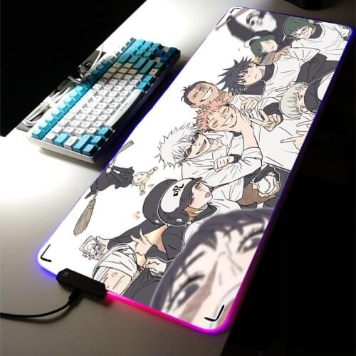 MRGLZY Hot Anime Jujutsu Kaisen Drop Shipping Multi-size Large RGB Mouse Pad LED Light Gamer Gaming Accessories DeskMat for Csgo