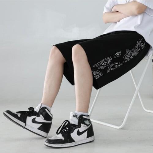 Casual summer shorts men printing streetwear board mens shorts knee-length bermuda male shorts