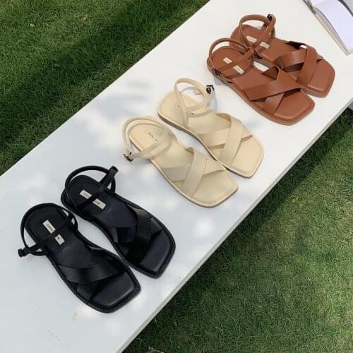 Summer Women Sandal Shoes Low Round Heel Narrow Band Gladiator Casual Sandal Ladies Casual Outdoor Beach Slides
