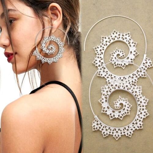 Fishing Indian Ornate Filigree Swirl Spiral Threader Pull thru through Earrings Oorbellen Earrings for Women Hoop brincos aretes