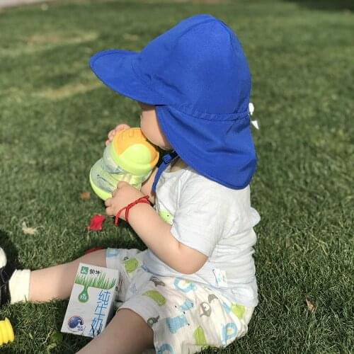 Summer Baby Sun Hat Children Outdoor Neck Ear Cover Anti UV Protection Beach Caps Kids Boy Girl Swimming Flap Cap