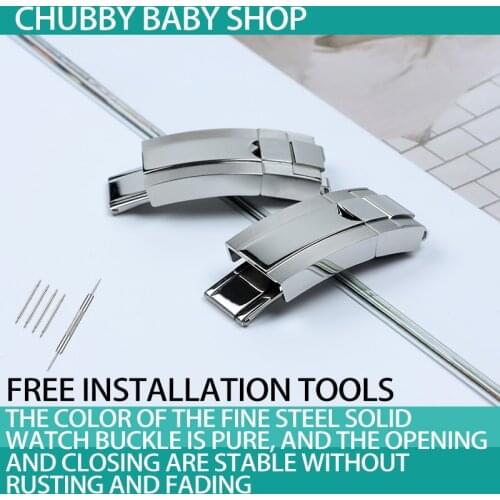 Stainless steel 16mm folding buckle glide lock Fit for role submariner Oysterflex Daytona GMT watch band strap Deployment clasp