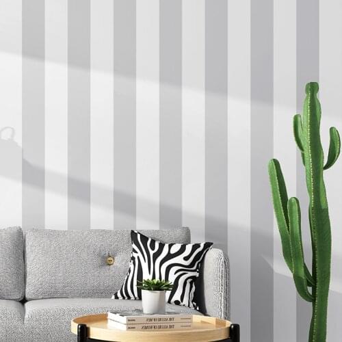 Modern Minimalist Gray White Vertical Striped Wallpaper Roll Living Room Bedroom Sofa TV Background Home Decor PVC Wall Paper 3D