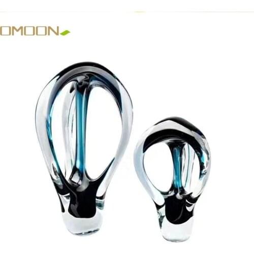 Modern Simple European Light Luxury Blue Mixed Color Geometric Fluid Glass Ornaments Model House Sales Office Accessorie