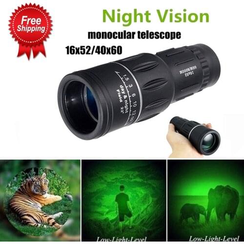 Extra Long 16X52 Distance Sports Hunting Zoomable Monocular Low Light Night Vision Telescope Binoculars for Outdoor Watching
