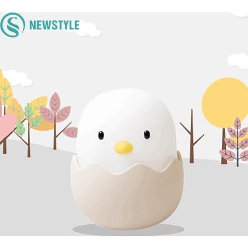 LED Night Light For Kids Baby Soft Silicone USB Rechargeable Bedroom Decor Gift Animal Chick Touch Tumbler Sleeping Lamp