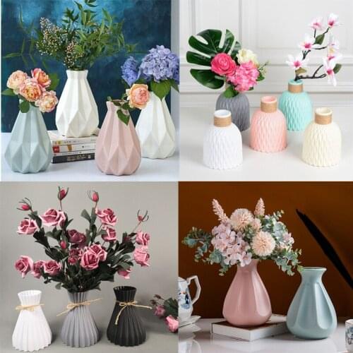 Home Decoration Vase Plastic Flower Pot Decoration Anti-fall European Style Living Room Flower Arrangement Creative Vase