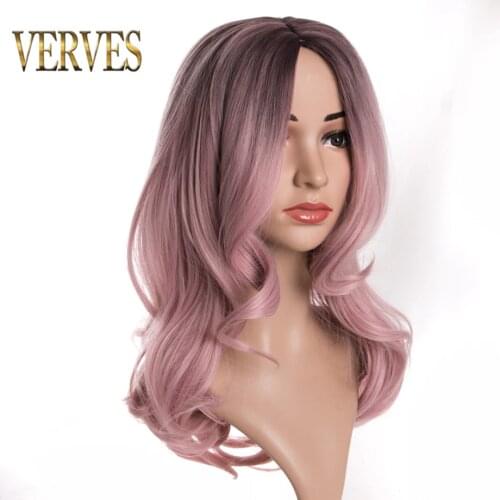 VERVES Ombre two tone Synthetic Hair Wigs wavy cosplay 20 inch Heat Resistant Wigs For Women free shipping with hairnet