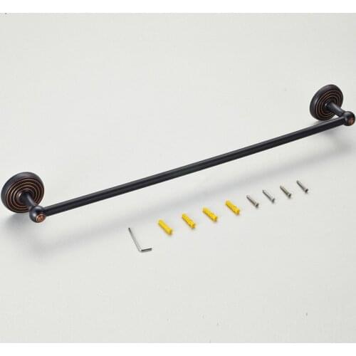 Vidric Towel Bars 60cm Solid Brass Single Rail Towel Holder Bath Shelf Towel Hanger Wall Bathroom Accessories Black Towe