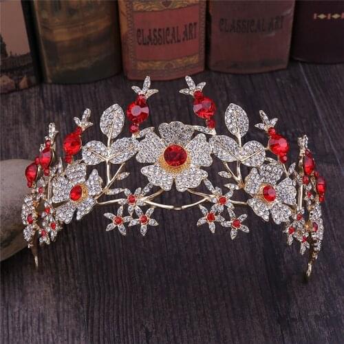 Vintage Baroque Large Crystal Flower Tree Floral Crown Exquisite Tiaras Bride Noiva Wedding noble pageant Hair Jewelry 2020 New