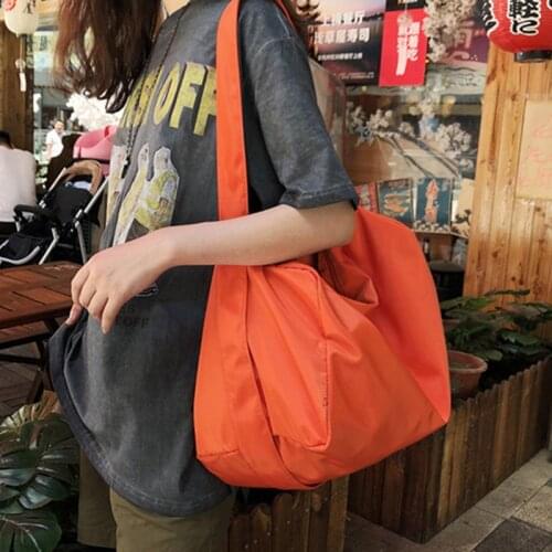 Large Capacity Shoulder Bags for Women Waterproof Nylon Handbag Big Size Candy Color Shopping Bag Casual Totes