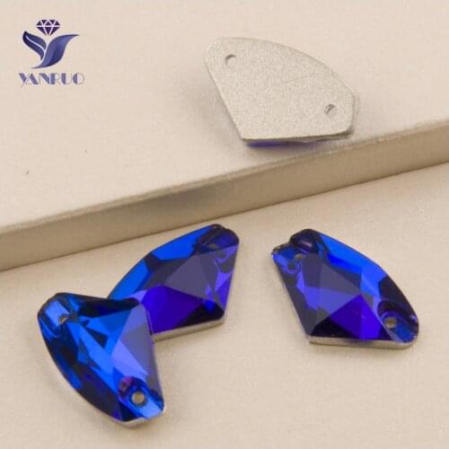 YANRUO 3256 All Sizes Capri Blue Sew On Crystal Rhinestone Galactic Sewing Beads Flatback Strass For Woman Shoes